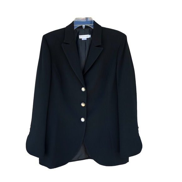 Garfield & Marks Made in New York Black Ribbed Carolyn Lined Blazer Jacket 12 - Picture 1 of 11